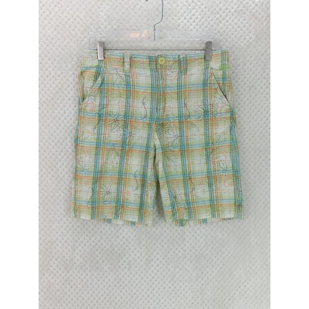 Ecko Unltd Youth Boys 16 Madras Green Plaid Shorts Y2K